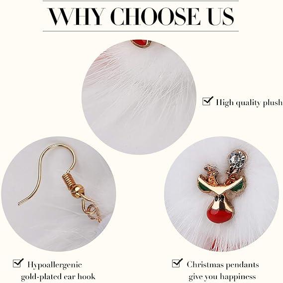 Bông tai Giáng sinh, cô gái dễ thương treo lơ lửng mới ông già Noeler pom mặt dây chuyền quà Giáng sinh cho phụ nữ