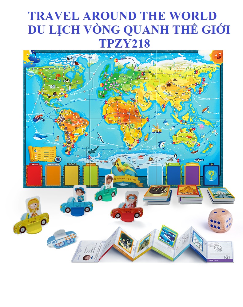 Trò chơi board game DU LỊCH VÒNG QUANH THẾ GIỚI chính hãng TOI Travel Around The World TPZY218