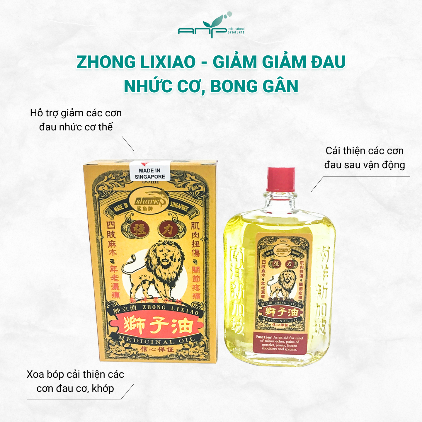 [Voucher 50K] Dầu Xoa Bóp Hỗ Trợ Giảm Đau Nhức Cơ Zhong Lixiao ANP 50ml Được Điều Chế Từ Các Thành Phần Tự Nhiên Giúp Giảm Đau Khớp Và Bong Gân