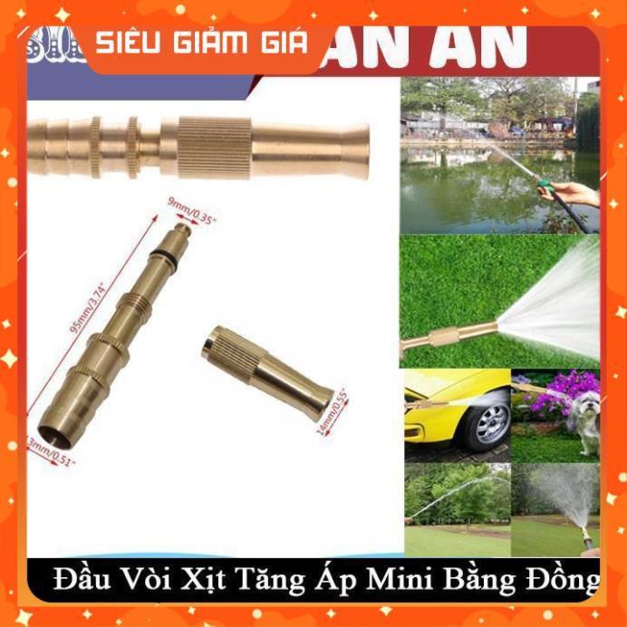 Đầu vòi xịt tăng áp mini Đầu vòi tăng áp đa năng bằng đồng tưới cây rửa xe cực mạnh 206587 tặng đai