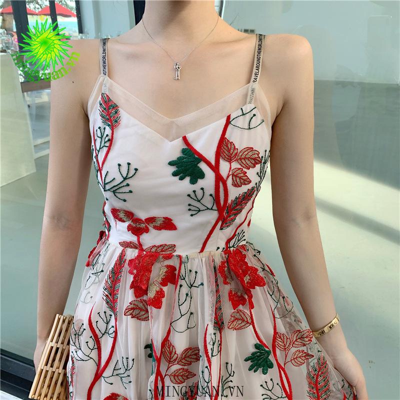 Đầm Dây Nữ Cộc Tay Cổ Chữ V Bó Sát Quyến Rũ