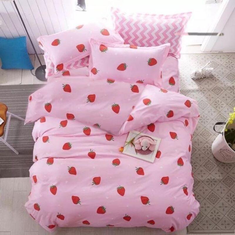 Combo Ga gối poly bộ ga gối cotton ngộ nghĩnh đáng yêu, bo chun drap ga giường