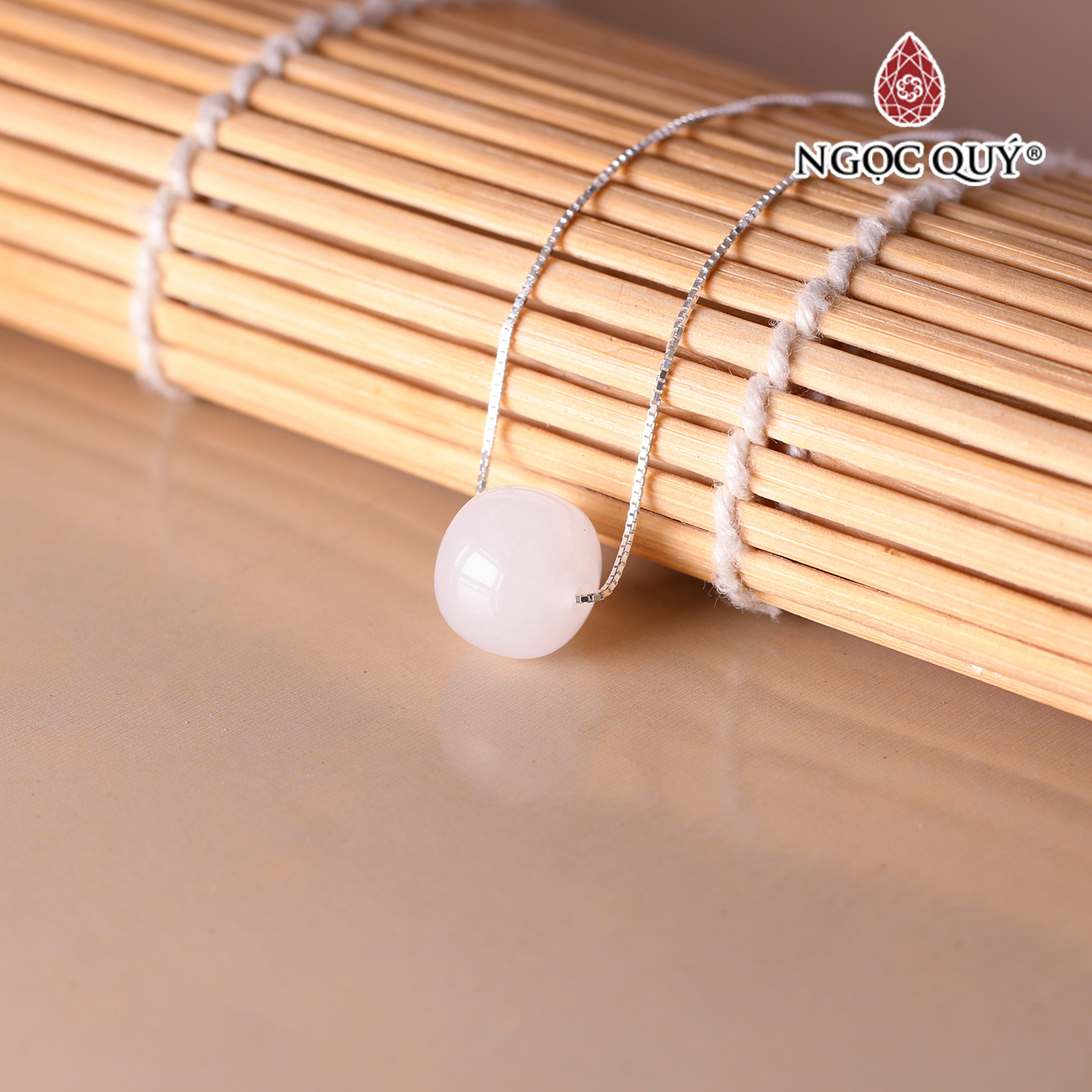 Dây chuyền bạc đá bạch ngọc mệnh thủy kim - Ngọc Quý Gemstones