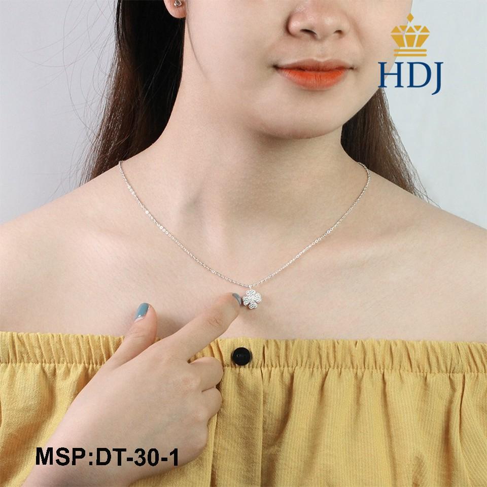 Dây chuyền bạc nữ mặt hình cỏ 4 lá đính đá sang trọng trang sức  HDJ mã DT-30-1