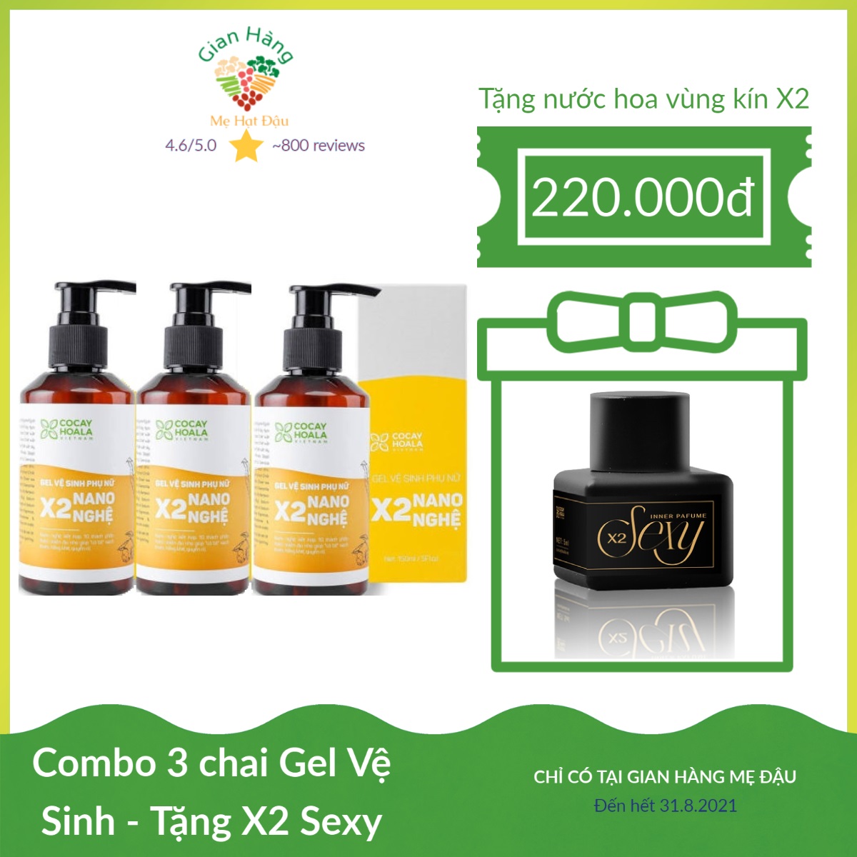 Mua 3 Tặng 1 - Set 3 dung dịch vệ sinh phụ nữ X2 Nano nghệ Cocayhoala Giảm mùi hôi, Giảm ngứa, Giảm khí hư Tặng 1 Nước hoa vùng kín X2 Sexy - Chăm sóc vùng kín an toàn, hiệu quả