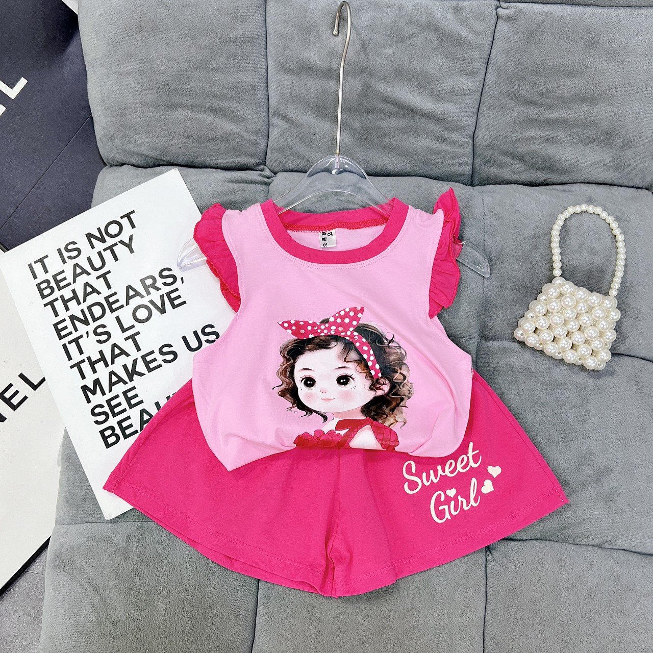 Sét thiết kế cho bé gái chất cotton tàu mềm mát ảnh thật