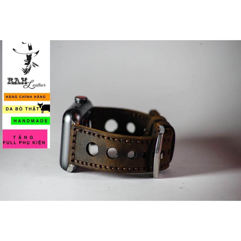 Dây đồng hồ RAM Leather da bò handmade - RAM d1 nâu đất (tặng khóa, chốt, cây thay dây)