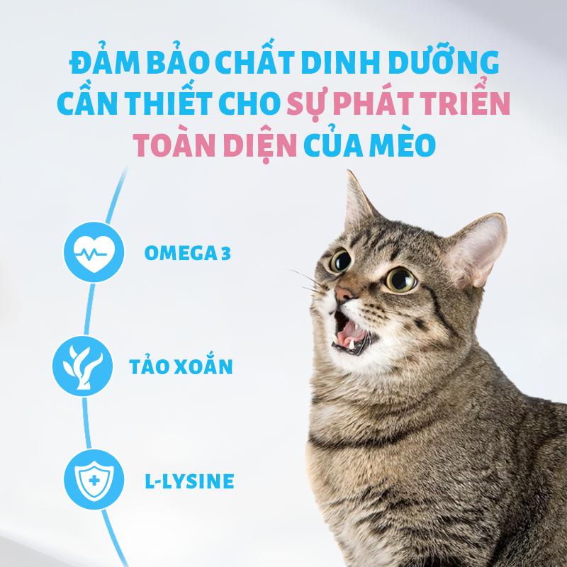 [Hoả tốc] Thức Ăn Cho Mèo MRVET T2 Mới, Gói 1KG Tăng Cường Omega 3, Mượt Lông, Giảm Rụng