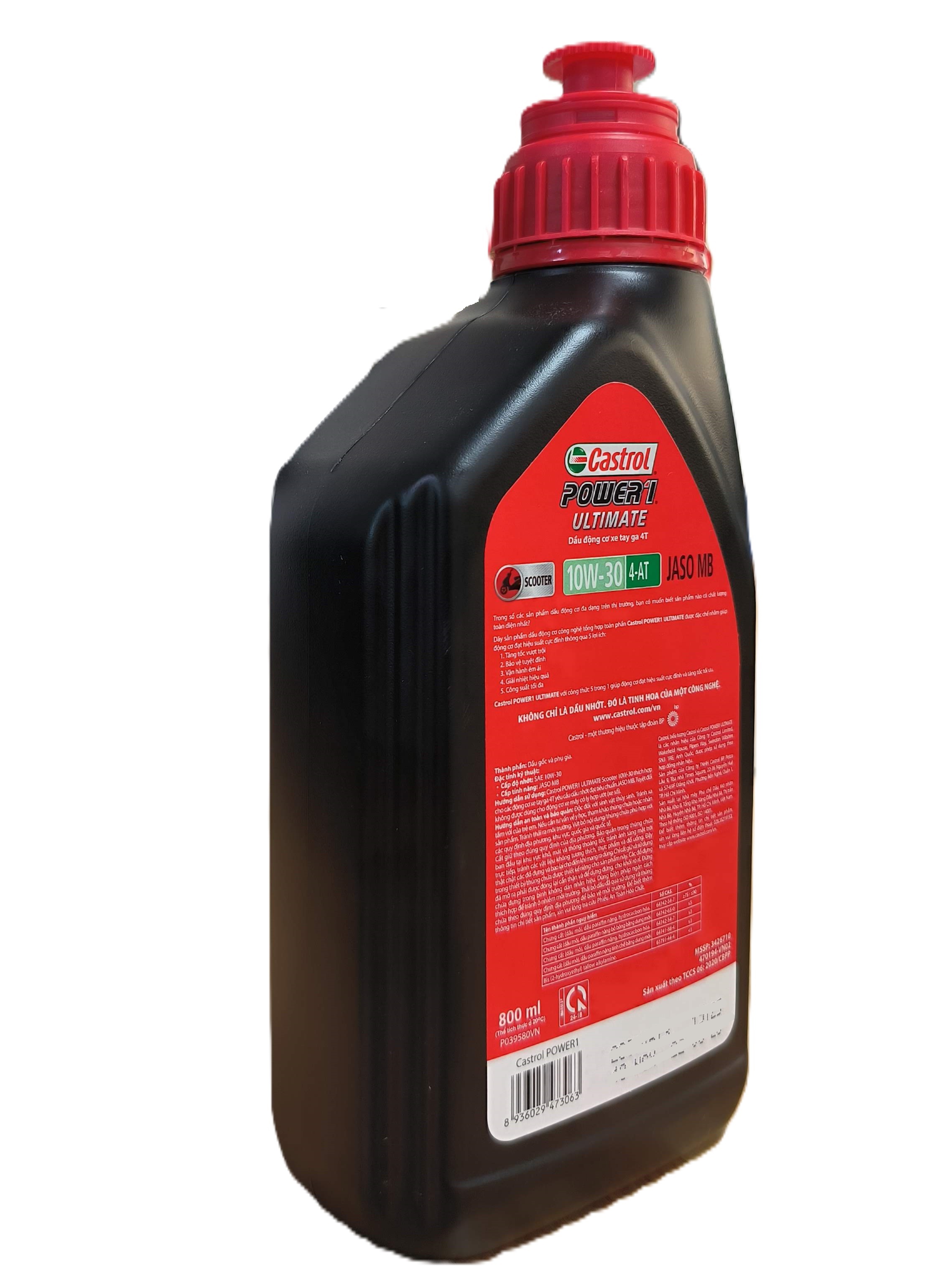 Combo 2 sản phẩm dầu nhớt động cơ cao cấp và dầu hộp số (dầu Lap) cho xe ga (Castrol Power1 Ultimate scooter 0,8L và Castrol scooter gear oil)