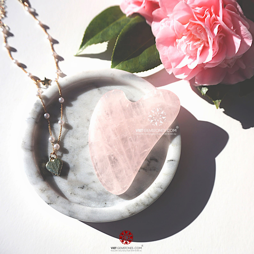Guasha Thạch Anh Hồng (rose quartz) - Liệu pháp làm đẹp từ đá tự nhiên - Sản phẩm cho sức khỏe của bạn | VietGemstones