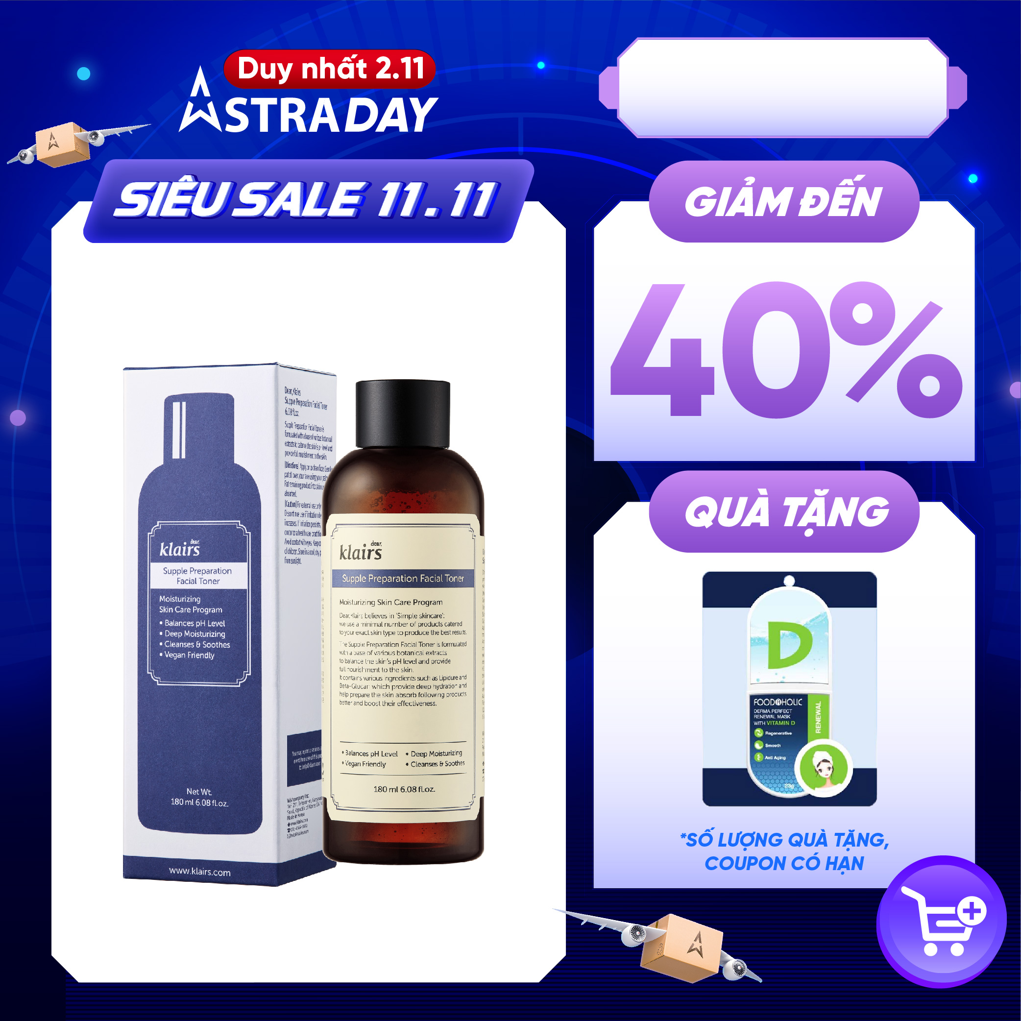 Nước Hoa Hồng Dưỡng Ẩm Và Làm Mềm Da Dear, Klairs Supple Preparation Facial 180ml