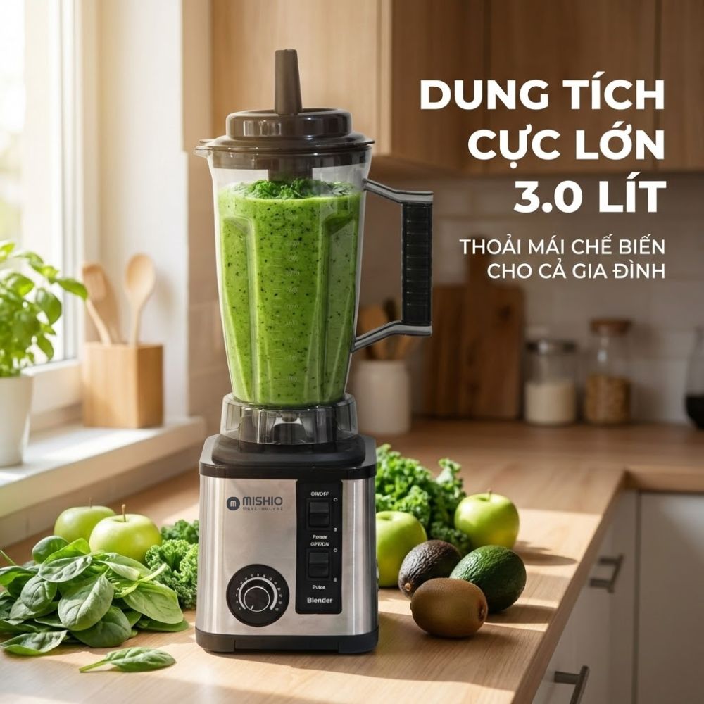 Máy Xay Sinh Tố Công Nghiệp Đa Năng Mishio MK446 (3.0L) - Công Suất 800W - hàng chính hãng