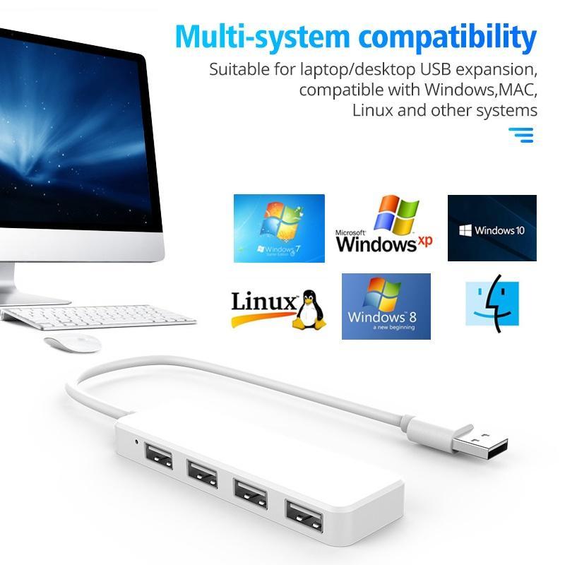 Hub chuyển đổi FONKEN với 4 cổng USB2.0 siêu mỏng cho máy tính bàn phím chuột đĩa Flash