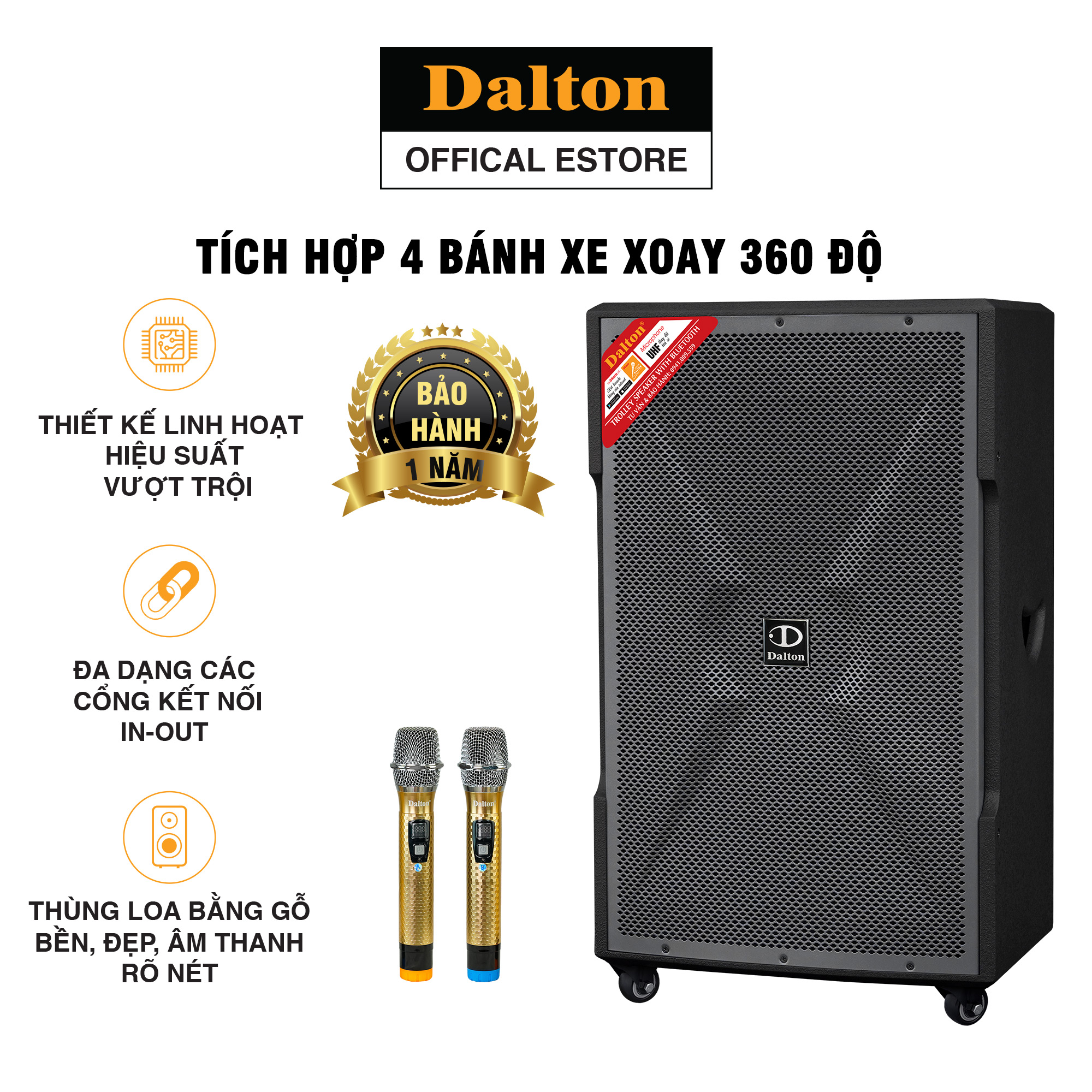 Loa kéo hát Karaoke cao cấp chính hãng Dalton TS-15G700X (700W, Bass 40cm)