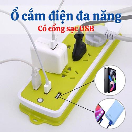Ổ Cắm Điện Đa Năng Chống Giật 9 ổ cắm, 3 cổng USB - Ổ Cắm Điện Xanh Thái Lan Đa Năng Siêu Bền An Toàn