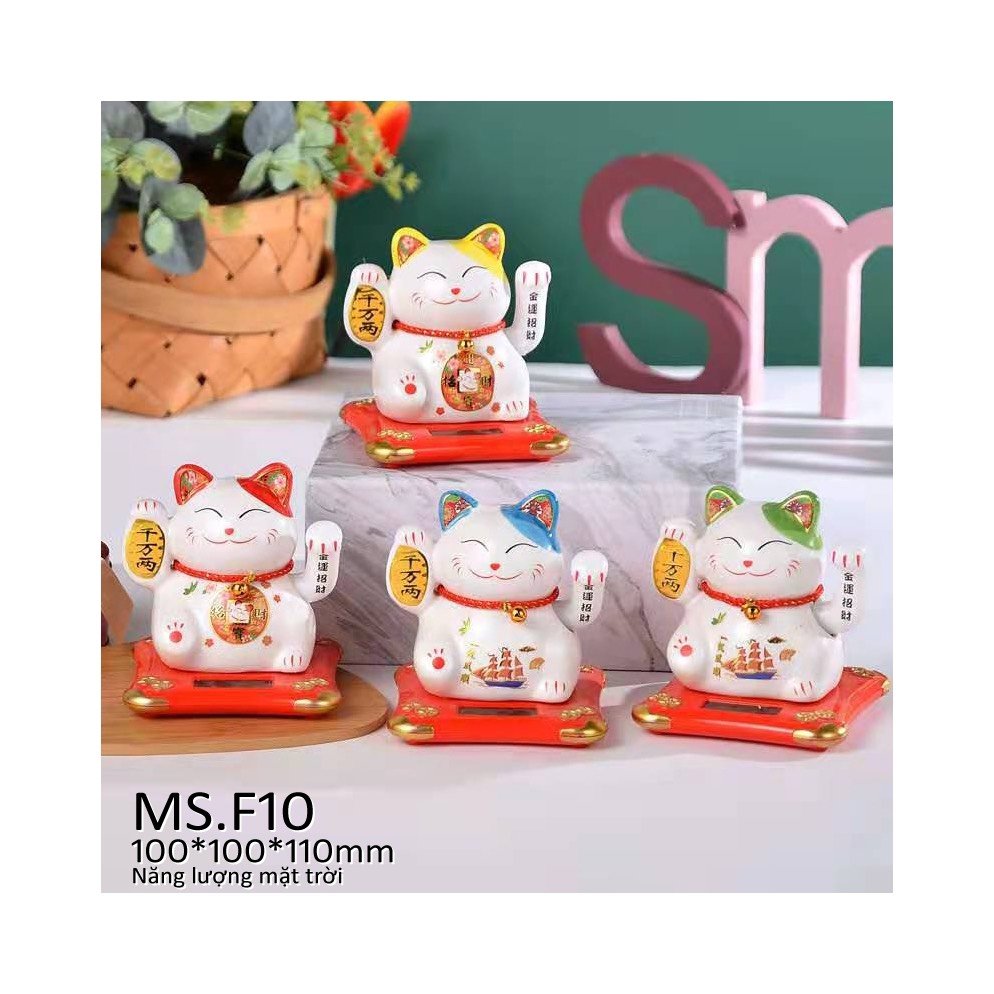 MÈO THẦN TÀI, MÈO MAY MẮN MANEKI NEKO F10 CAO 11CM