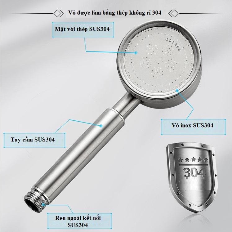 Bộ bát Sen tắm INOX SUS304 tăng áp 3 chế độ - Chỉnh 3 chế độ phun nước mạnh nhẹ