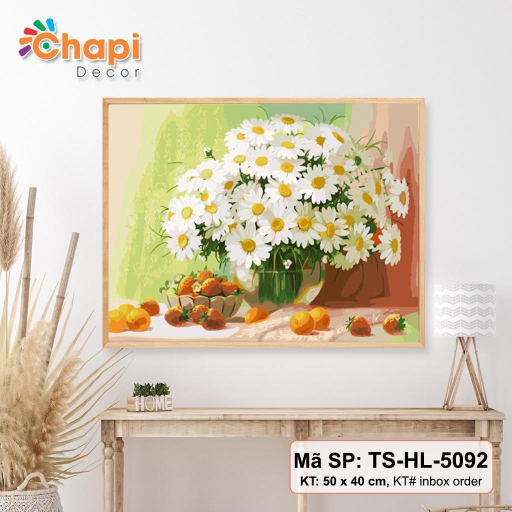 Tranh tô màu số hóa Chapi, Tranh số hóa Hoa Tuyển Chọn KT 40x50cm đã căng khung, Có dầu bóng