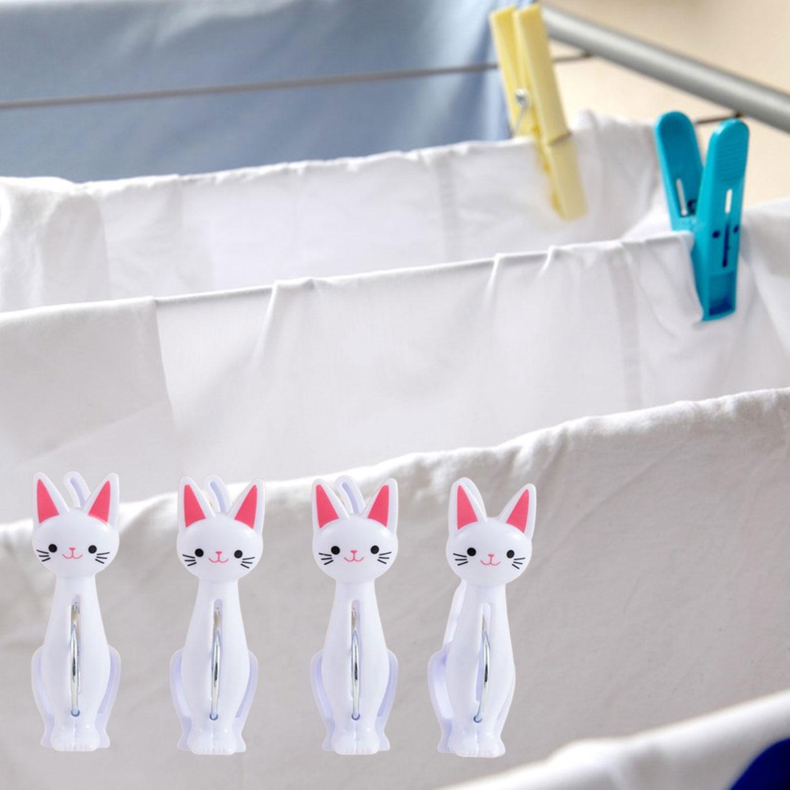 4x Cat Cartoon Clip Clothes Pin Durable Drying Rack Hanging Pegs Clamps for Laundry Camping