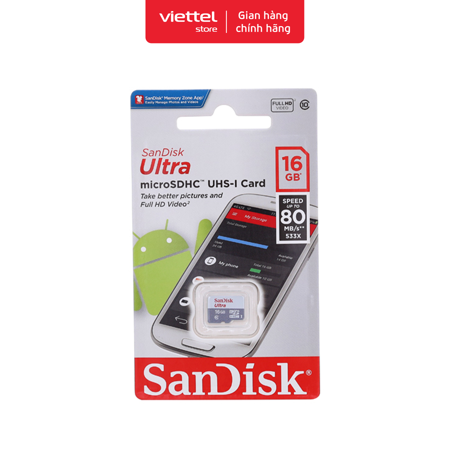 Hình ảnh Thẻ nhớ SanDisk 16GB - Hàng chính hãng