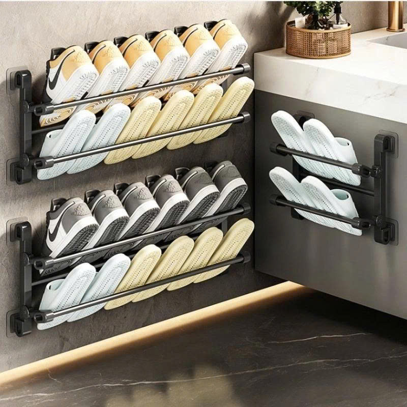 Kệ Để Giày Dép Dán Tường 2 Tầng 65cm, Giá Treo Giày Thông Minh Tiết Kiệm Diện Tích, Tặng Miếng Dán Chắc Chắn- HÀNG CHÍNH HÃNG MINIIN