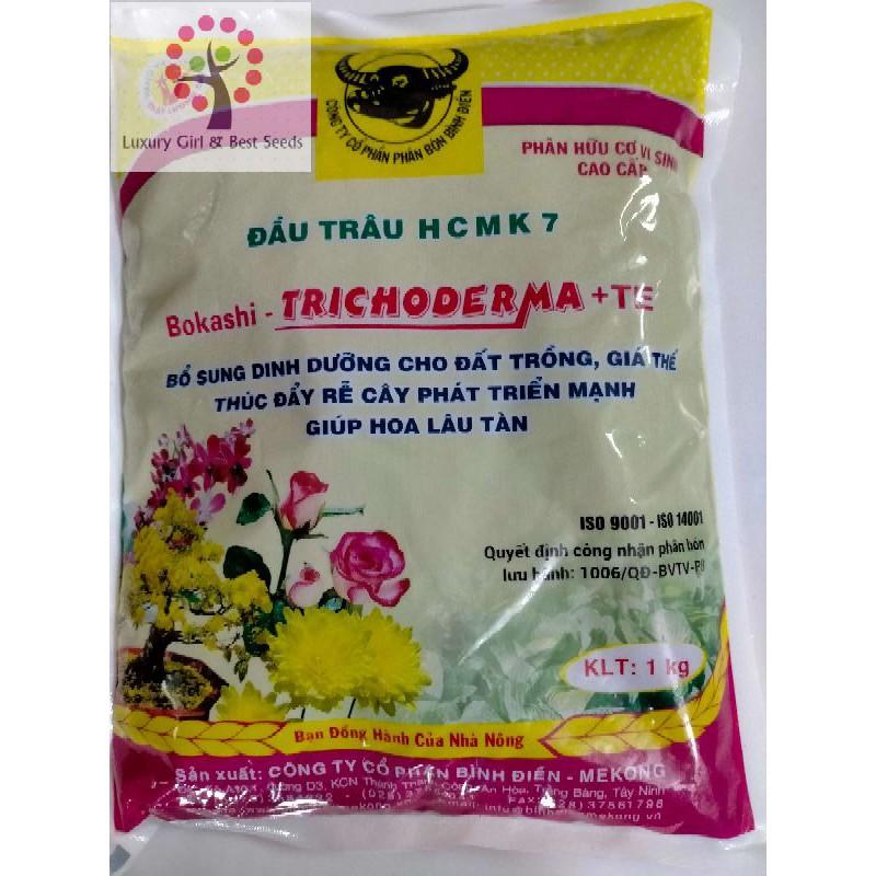 Phân Bón Hữu Cơ Vi Sinh Trichoderma + TE Đầu Trâu HCMK7 1Kg - Shop Phân Bón và Hạt Giống