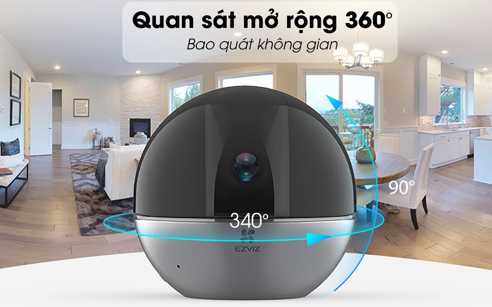 Camera Wifi Ezviz C6W siêu nét 2K 4MP đàm thoại 2 chiều, xoay 360 độ - Hàng chính hãng