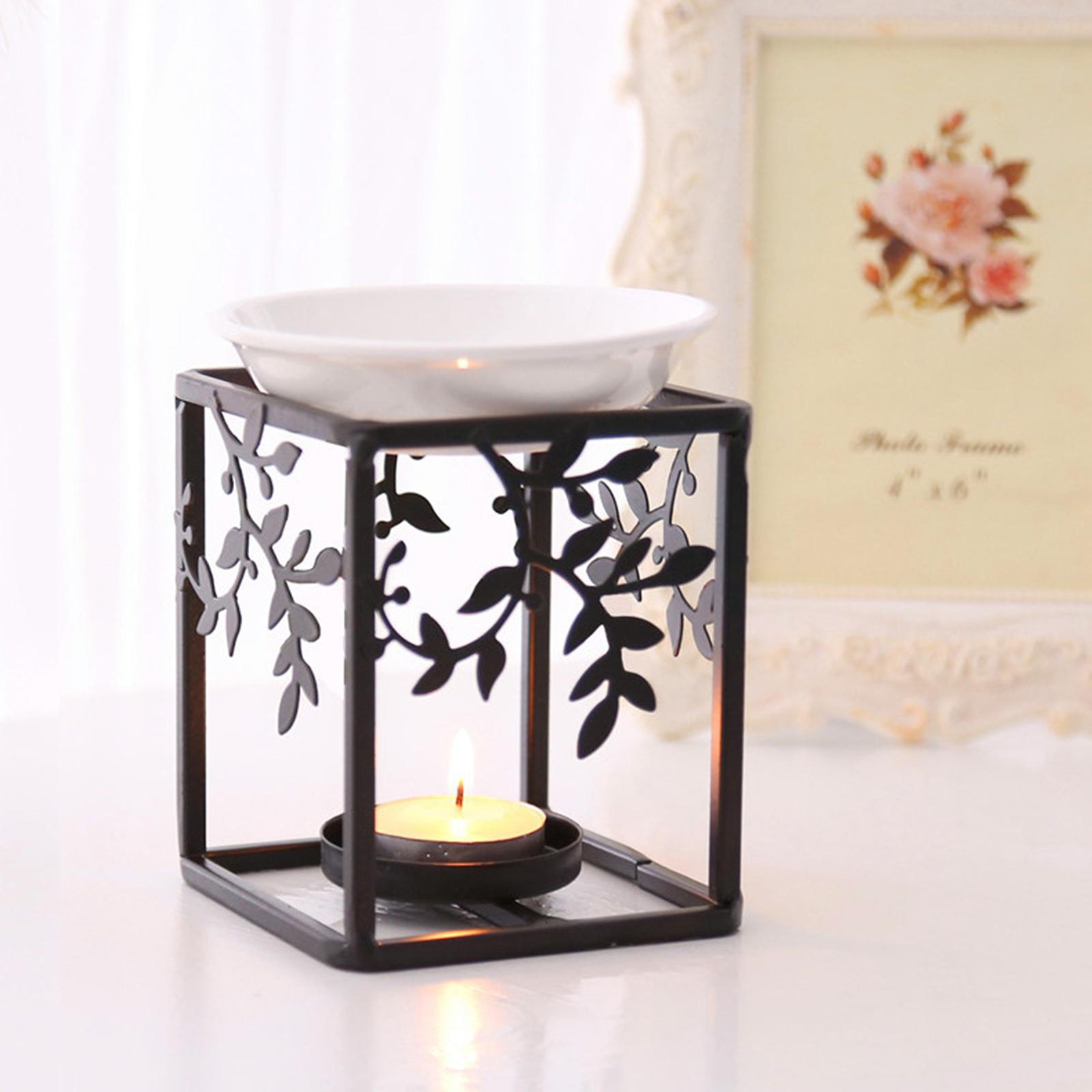Tealight Candle Holder Essential Wax Melt Fragrance Oil Burner Warmer Black