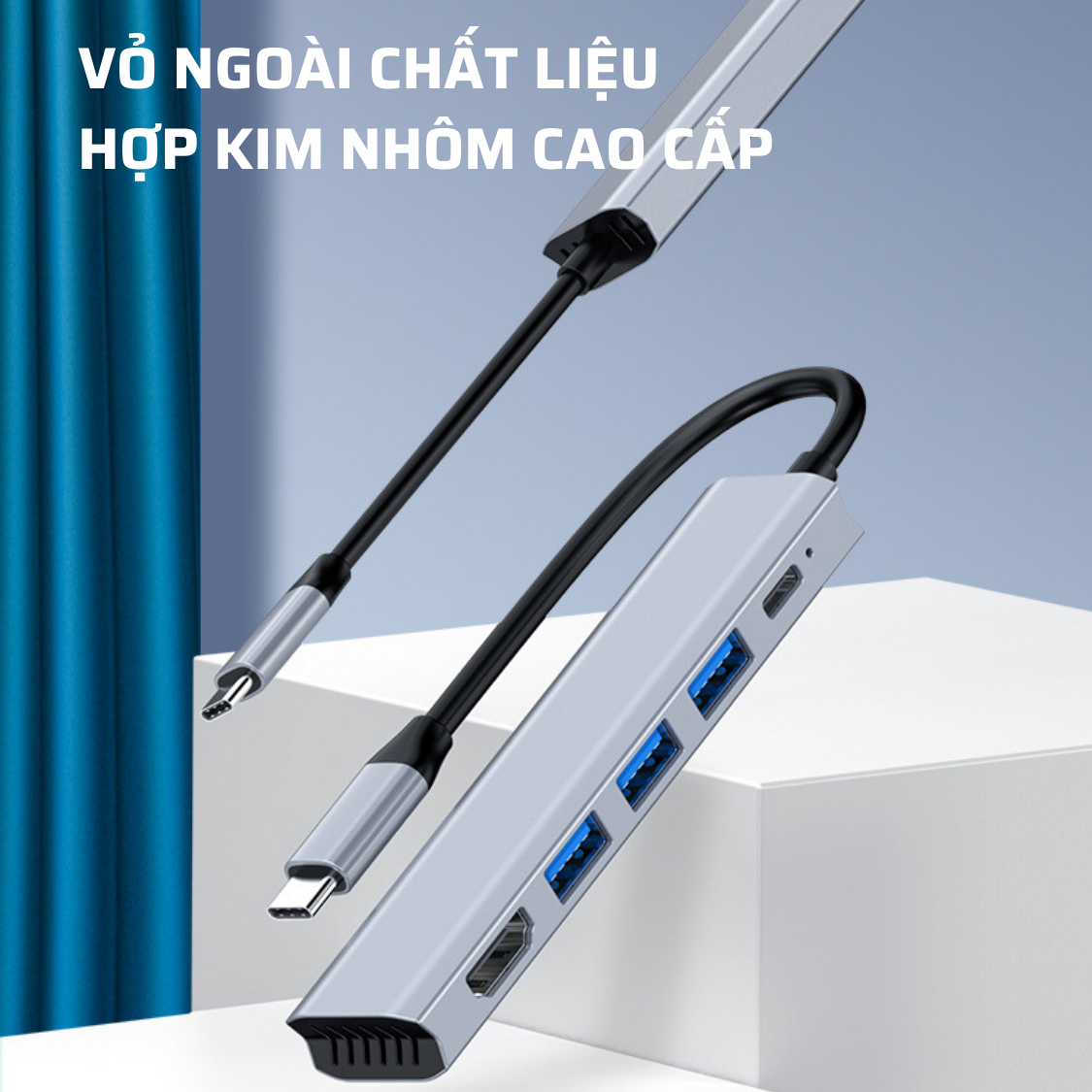 Hub Chuyển Đổi Type C Chia 5 Cổng HDMI / USB 3.0 / USB 2.0 / PD Hỗ Trợ Sạc Nhanh, Có Khe Tản Nhiệt - Hàng Chính Hãng Tamayoko