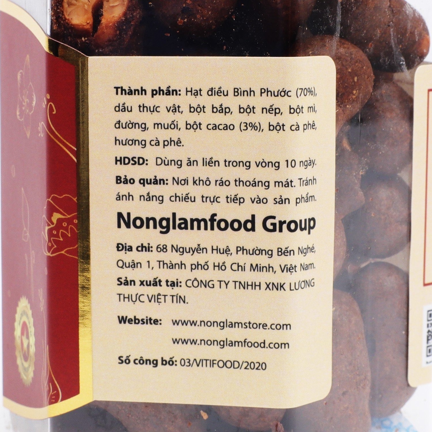 [HẠT MỨT TẾT 2024] Hạt điều phủ chocolate Malaysia Nonglamfood hũ 150g | Quà tặng cao cấp Xuân Giáp Thìn cho người thân, bạn bè, doanh nghiệp