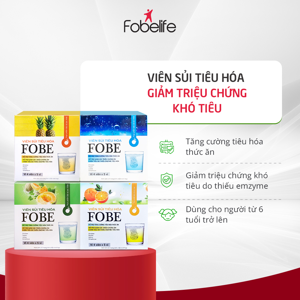 Viên Sủi Hỗ Trợ Giảm Đầy Hơi Khó Tiêu Rối Loạn Tiêu Hóa Giúp Tiêu Hóa Nhanh Fobe ( Hộp 20 viên )