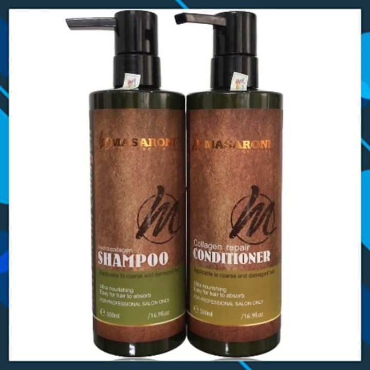 Bộ dầu gội xả phục hồi siêu mượt tóc Masaroni Rich Biotin Collagen repair Shampoo &amp; Conditioner 500ml