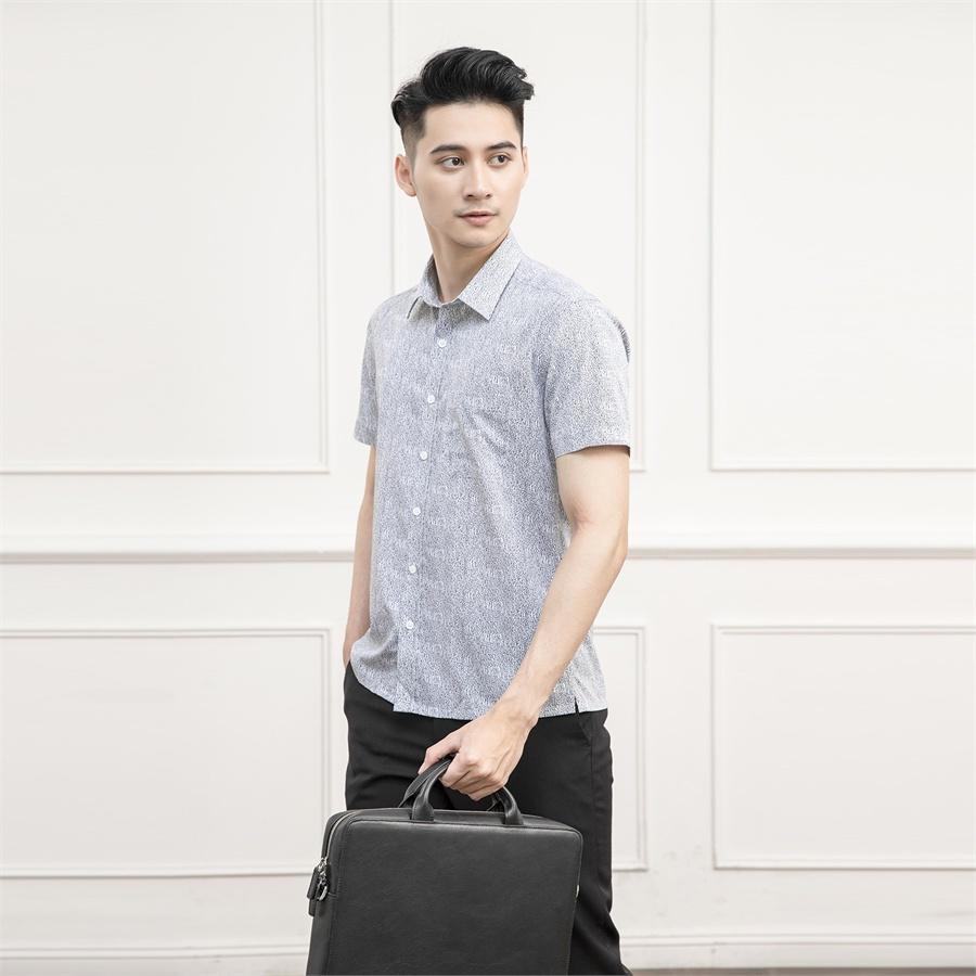 Áo sơ mi nam ngắn tay ARISTINO phom Perfect fit, họa tiết in tràn dây leo ấn tượng, thu hút - ASS099S1