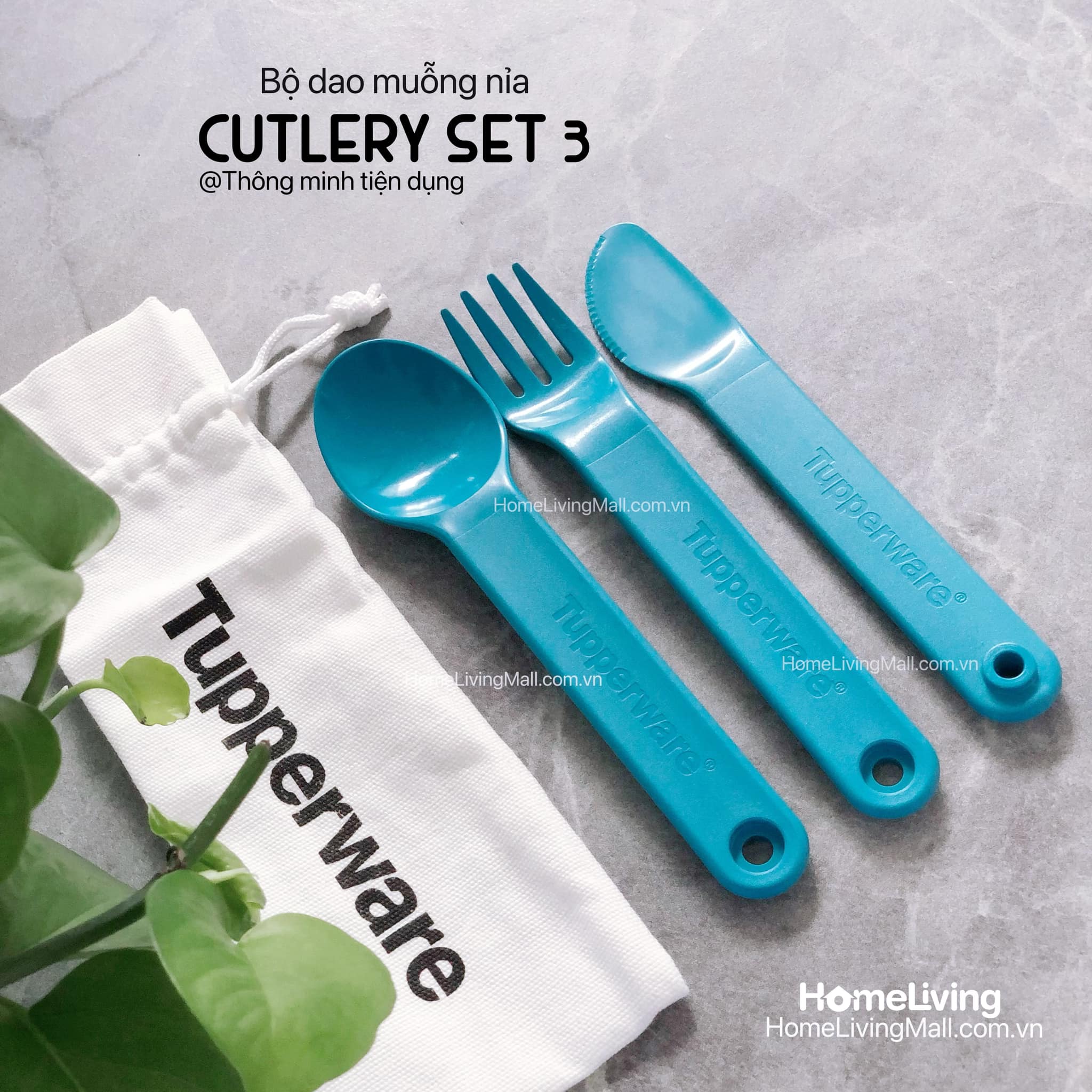 Bộ Dao Muỗng Nĩa Tupperware Cutlery Set 3 Kèm Túi