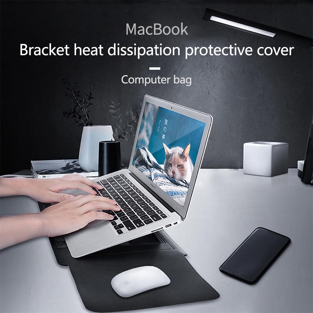 Bộ Túi Da Đựng Laptop Và Giá Đỡ 4 Trong 1 Chống Thấm Nước Đa Năng Cho MacBook
