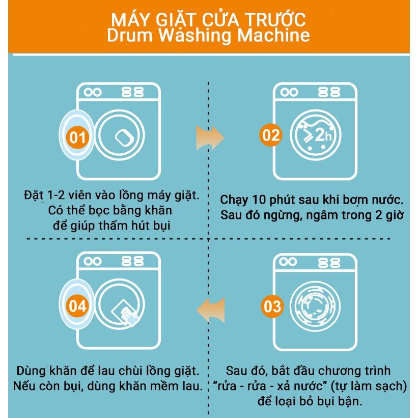 Hộp 12 Viên Tẩy Vệ Sinh Lồng Máy Giặt, Sủi Sạch Vi Khuẩn, Tẩy Sạch Cặn Bẩn Lồng Giặt Và Mùi Hôi