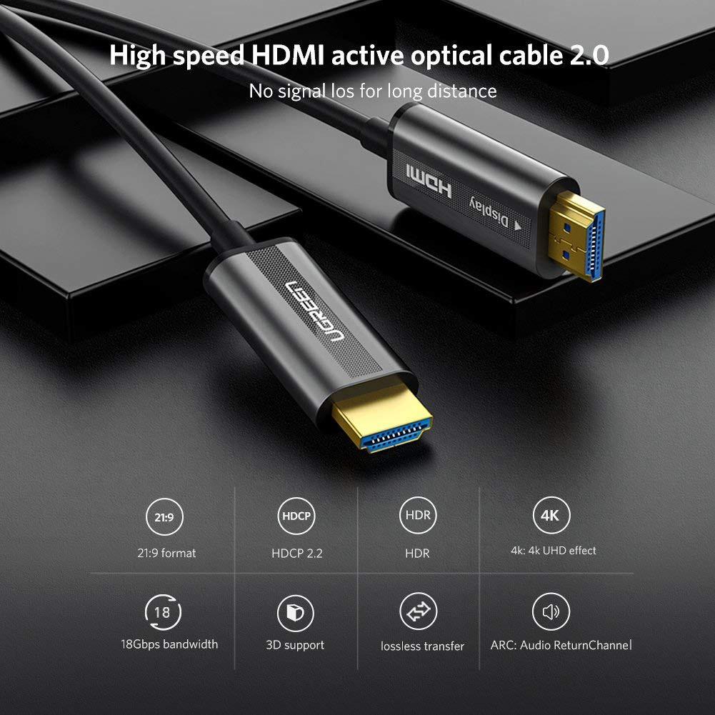 Cáp HDMI 15m 2.0 sợi quang Ugreen 50215 - Hàng chính hãng