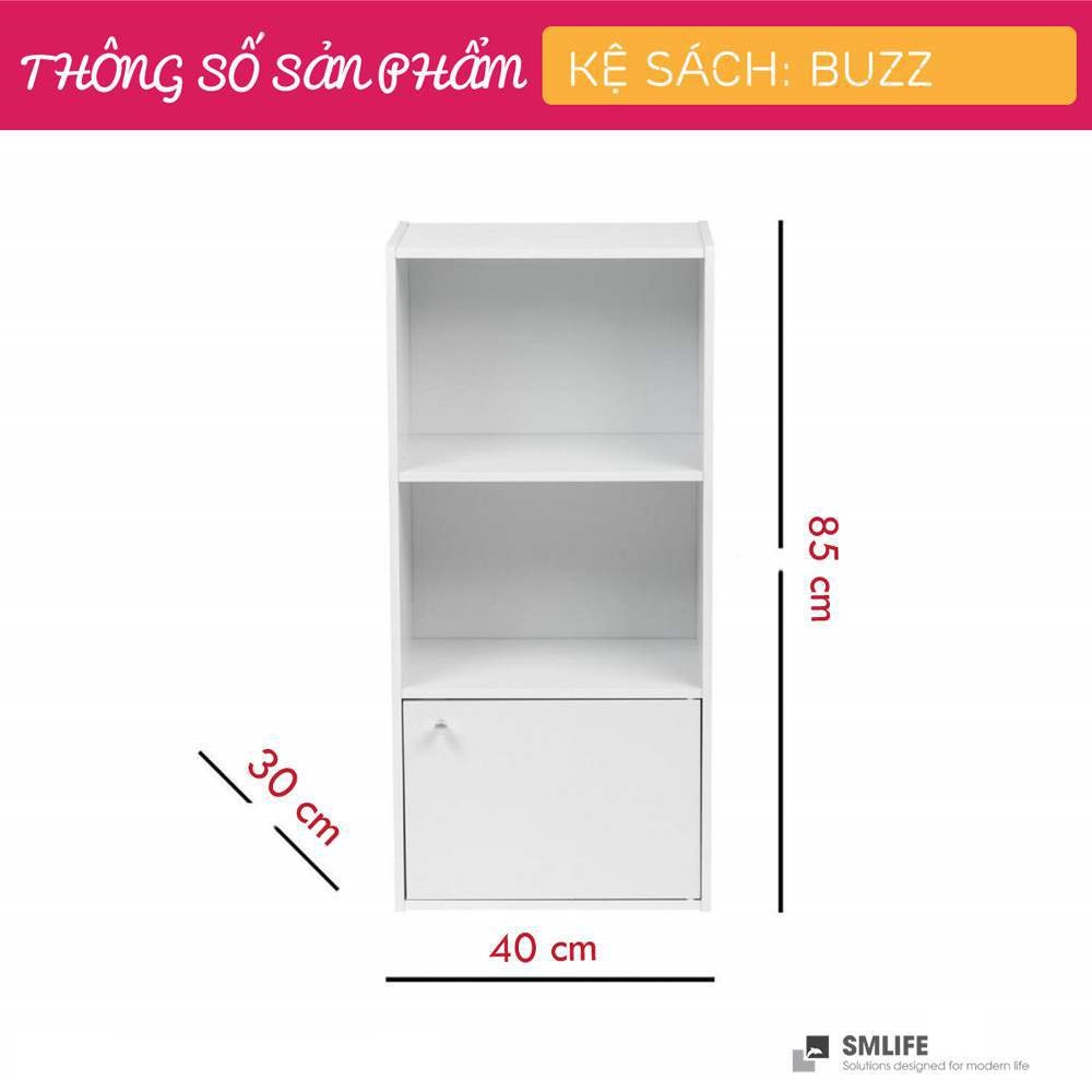 Kệ sách gỗ hiện đại SMLIFE Buzz | Gỗ MDF dày 17mm chống ẩm | D40xR30xC85cm