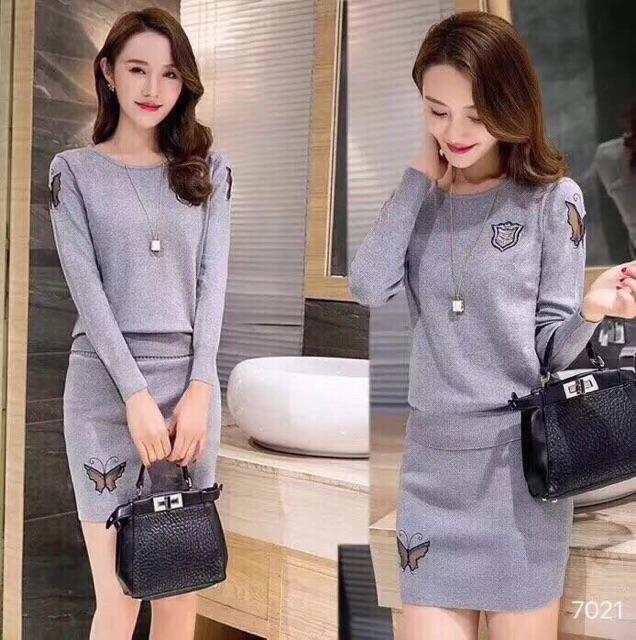 Set len thêu hoạ tiết bướm thời trang