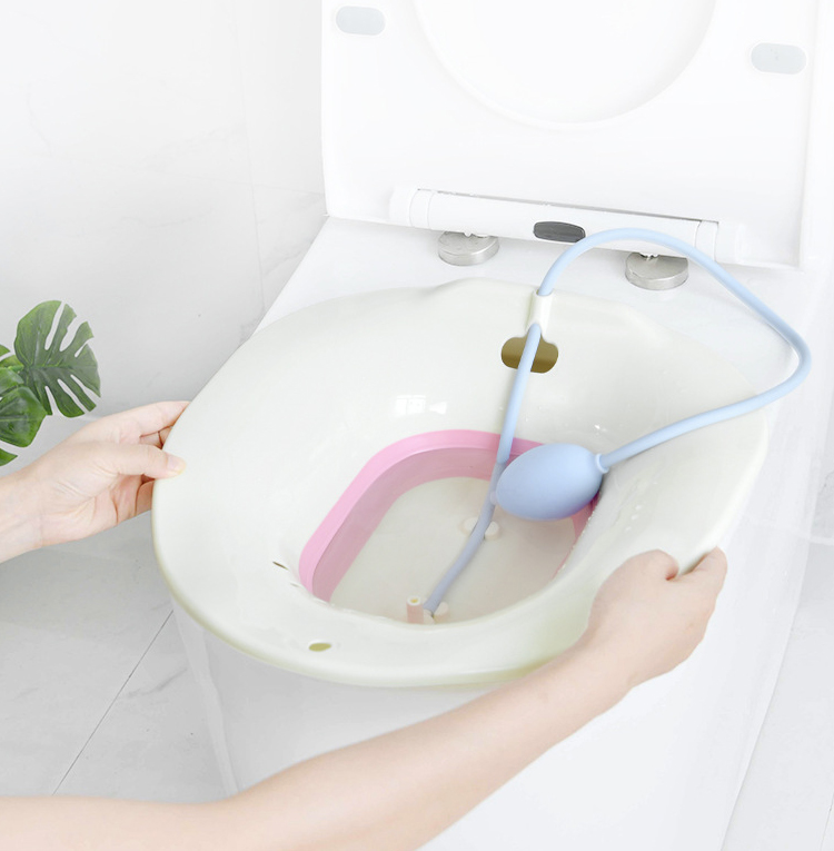 Chậu xông vùng kín sau sinh Song An Eco loại gấp gọn (chọn màu và vòi xịt)