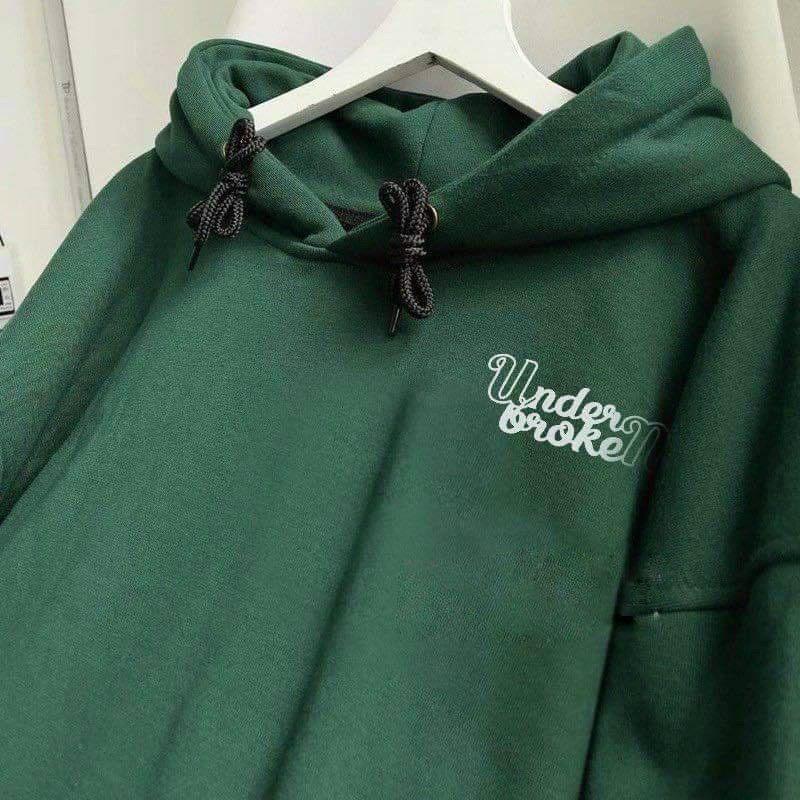 Áo khoác hoodie xanh rêu hottrend in hoạ tiết_Mẫu áo bomber nỉ ulzzang form rộng nón to chùm đầu unisex nam nữ