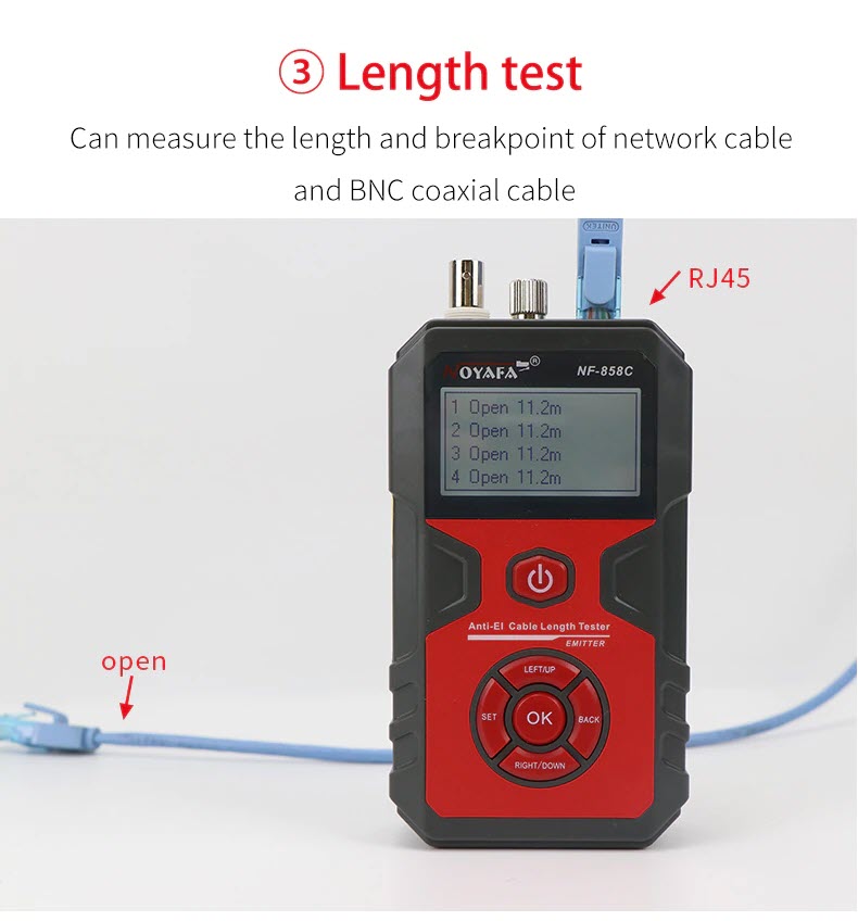 Máy Test Mạng NOYAFA NF-858C - Hàng Nhập Khẩu. NOYAFA NF-858C Trace Cable Line Locator Portable Wire Tracker Cable Tester Finder Network Cable Testing BNC Measure Cable Length