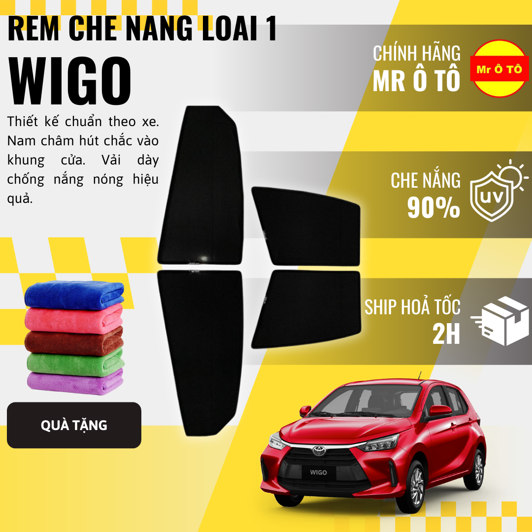 Rèm Che Nắng Xe Toyota WIGO Loại 1 Mr Ô TÔ Bảo Hành 24 tháng Cam Kết Chuẩn Khít Theo Xe