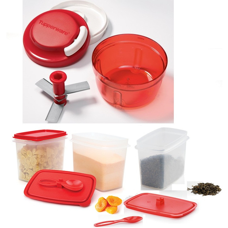 BỘ 3 HỘP GIA VỊ, TURBO CHOPPER TUPPERWARE