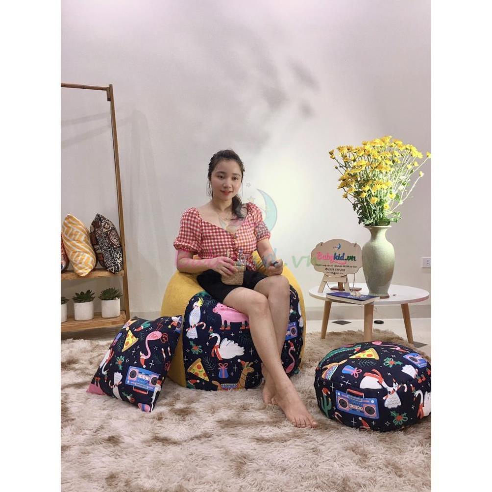 Vỏ ghế lười size M, vải thô hàn mix da lộn các màu,