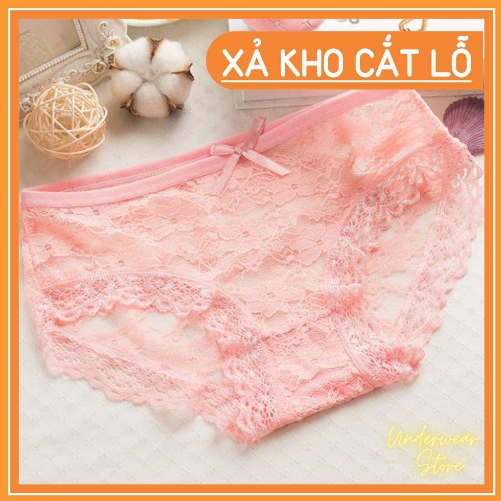 Sét 10 Quần Lót Nữ Ren Hoa Cạp Đính Nơ Chất Mềm Mịn Thoáng Mát