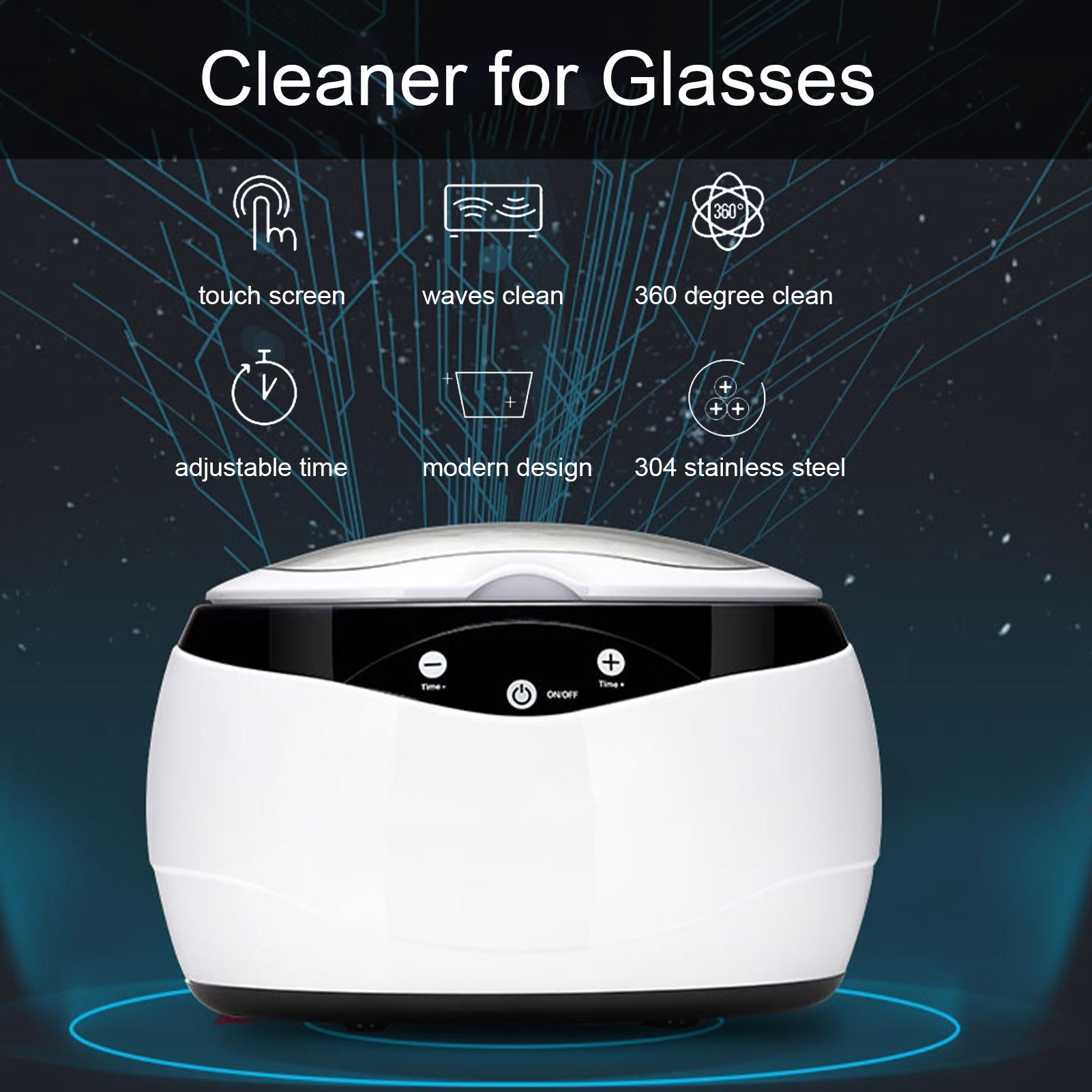 Máy làm sạch phụ kiện như mắt kính, vòng đeo tay, trang sức, vòng cổ,... 42000Hz, rung tần số cao - Đen trắng - Đầu cắm của Hoa Kỳ