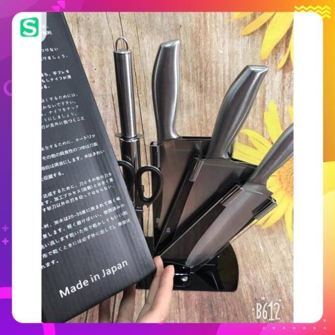 Bộ dao Nhật inox 6 món cao cấp kèm khay đựng