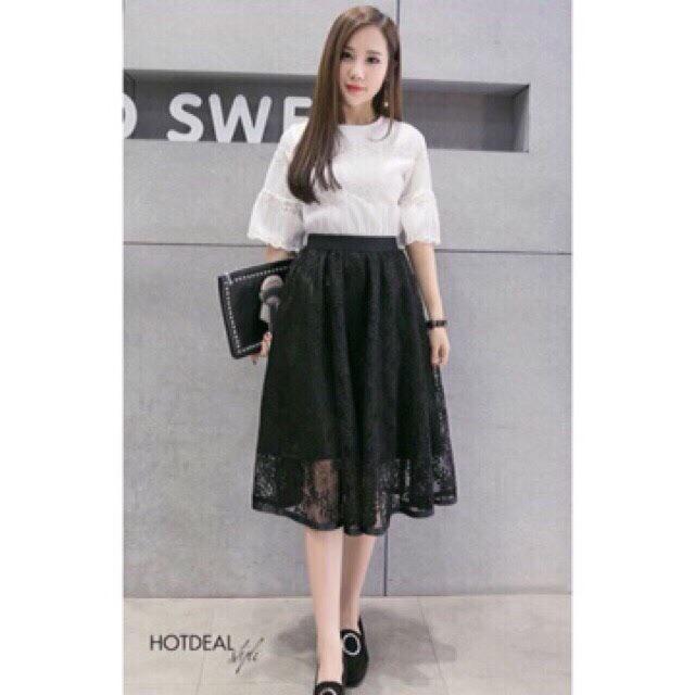 Chân Váy Xoè Ren Thời Trang Nữ