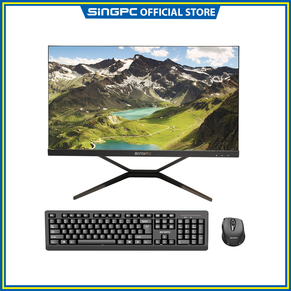 Máy tính All In One SingPC M24i5982( Intel Core i5-9400 Processor, 8GB DDR4, 256 GB SSD, 23.8&quot; Full HD IPS, Lan, WiFi, Bluetooth, Loa, Webcam, Free DOS) - Hàng Chính Hãng